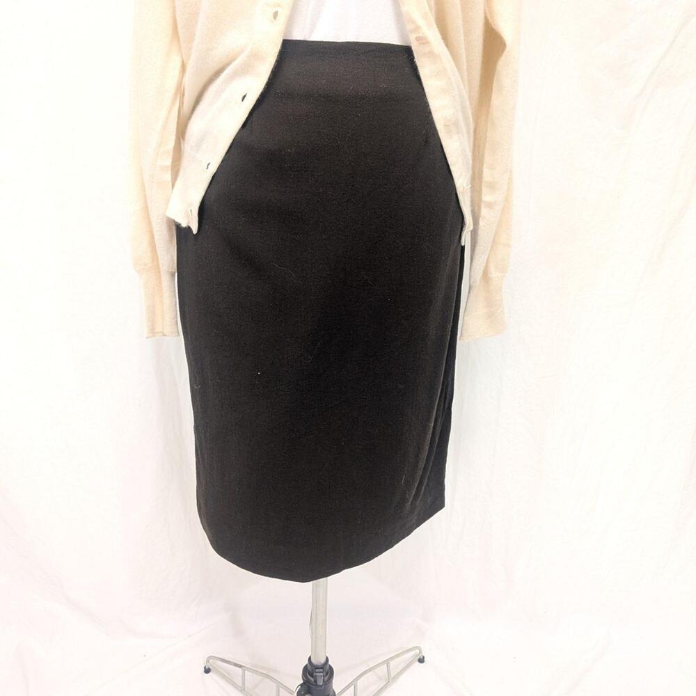 Valerie Stevens vintage dark brown pure wool pencil skirt, size 12